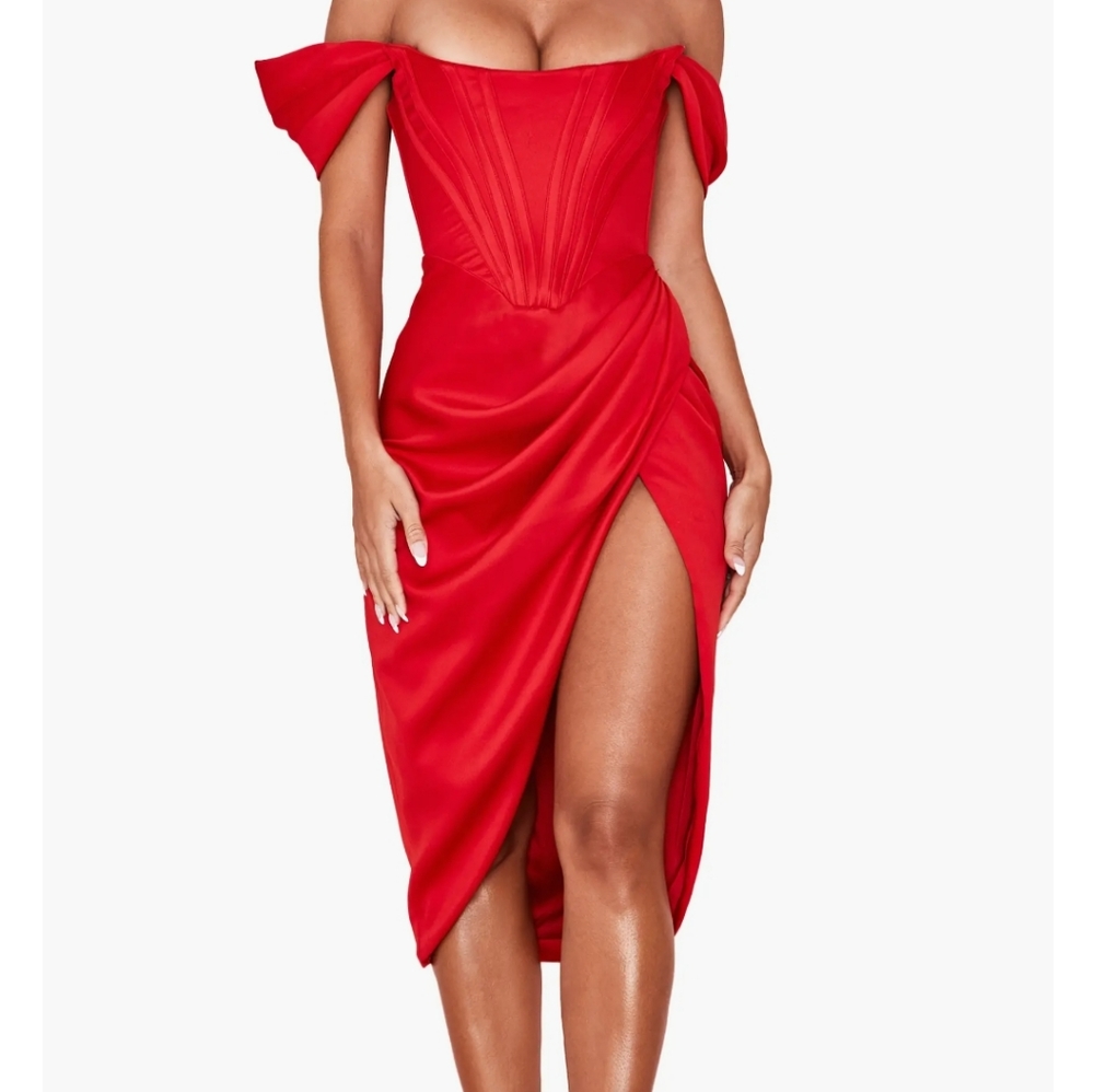 House of CB red corset Loretta dress size large